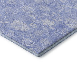 HomeRoots 9' X 12' Sky Blue Floral Area Rug - Washable, UV Protected, Durable & Ideal for Busy Homes 656009