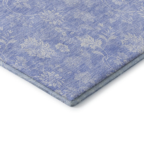 HomeRoots 9' X 12' Sky Blue Floral Area Rug - Washable, UV Protected, Durable & Ideal for Busy Homes 656009