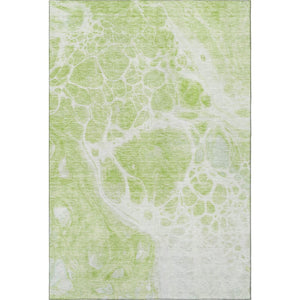 HomeRoots 5' X 8' Artichoke Green & Ivory Abstract Area Rug - Washable, UV Protected, Stain Resistant Design 656012