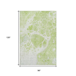 HomeRoots 8' X 10' Artichoke Green Abstract Washable Area Rug – Durable, Stylish, UV Protected for Modern Homes 656014