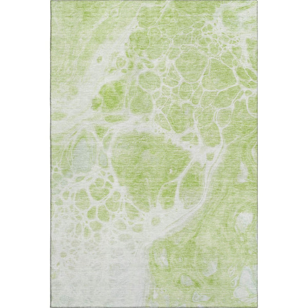 HomeRoots 8' X 10' Artichoke Green Abstract Washable Area Rug – Durable, Stylish, UV Protected for Modern Homes 656014