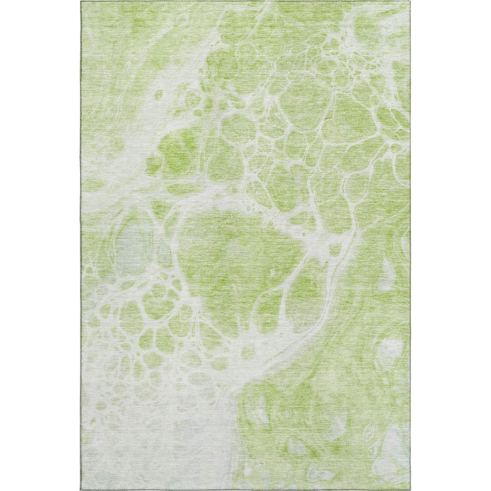 HomeRoots 9' X 12' Artichoke Green Abstract Washable Area Rug with UV Protection - Stylish & Durable Design 656015