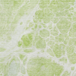 HomeRoots 9' X 12' Artichoke Green Abstract Washable Area Rug with UV Protection - Stylish & Durable Design 656015