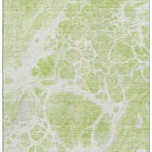 HomeRoots 9' X 12' Artichoke Green Abstract Washable Area Rug with UV Protection - Stylish & Durable Design 656015