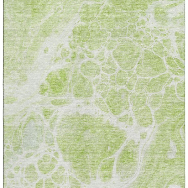 HomeRoots 9' X 12' Artichoke Green Abstract Washable Area Rug with UV Protection - Stylish & Durable Design 656015