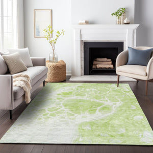 HomeRoots 10' Artichoke Green Abstract Area Rug - Washable, UV Protected, Durable & Stylish for Any Space 656016