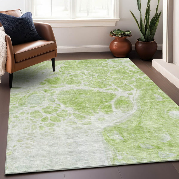 HomeRoots 10' Artichoke Green Abstract Area Rug - Washable, UV Protected, Durable & Stylish for Any Space 656016