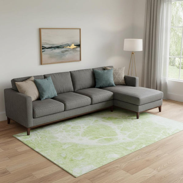 HomeRoots 10' Artichoke Green Abstract Area Rug - Washable, UV Protected, Durable & Stylish for Any Space 656016