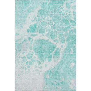 HomeRoots 5' X 8' Aqua and Ivory Abstract Area Rug - Stylish, Washable, UV-Protected for High-Traffic Spaces 656018