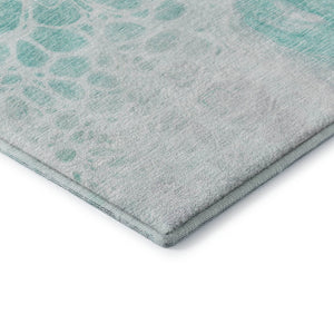 HomeRoots 5' X 8' Aqua and Ivory Abstract Area Rug - Stylish, Washable, UV-Protected for High-Traffic Spaces 656018