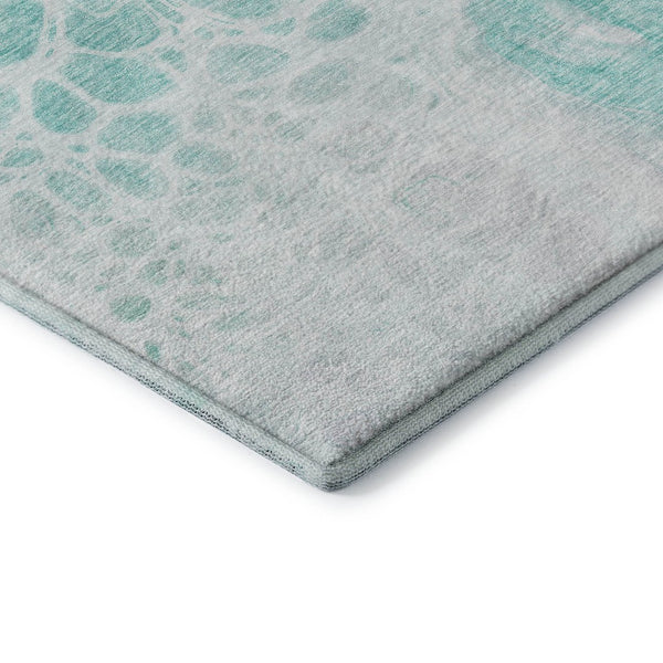 HomeRoots 5' X 8' Aqua and Ivory Abstract Area Rug - Stylish, Washable, UV-Protected for High-Traffic Spaces 656018