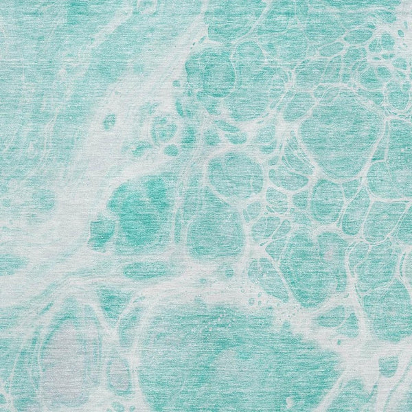 HomeRoots 10' Aqua And Ivory Abstract Area Rug - Washable, UV Protected, Stain-Resistant, Ideal for Family Spaces 656022