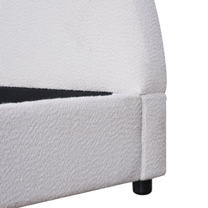 English Elm Christopher Knight Home® - King Size Bed Frame With Chic Boucle Upholstered Round Headboard For Modern Bedroom Elegance N757K327030W