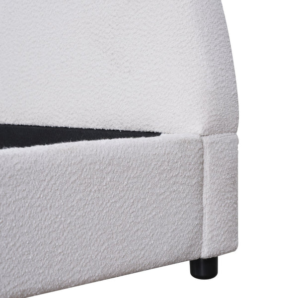 English Elm Christopher Knight Home® - King Size Bed Frame With Chic Boucle Upholstered Round Headboard For Modern Bedroom Elegance N757K327030W