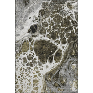 HomeRoots 8' X 10' Chocolate and Ivory Abstract Area Rug – Stylish, Washable, UV-Protected for Family Homes 656026