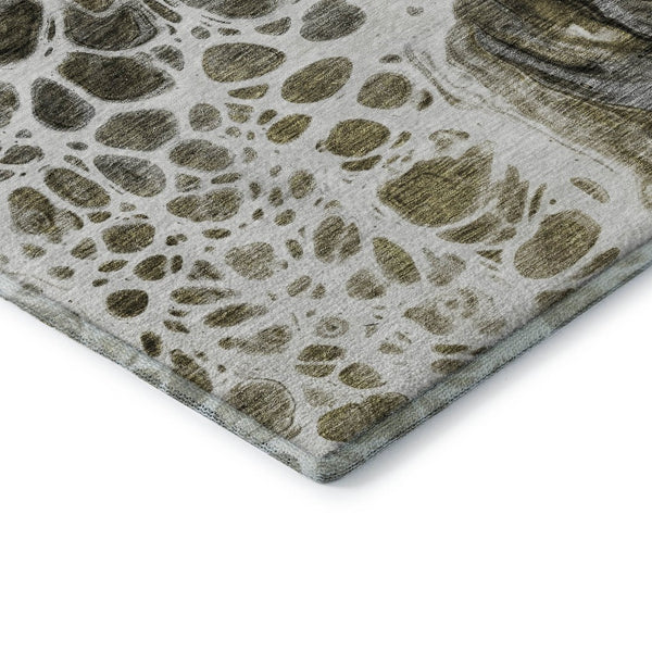 HomeRoots 8' X 10' Chocolate and Ivory Abstract Area Rug – Stylish, Washable, UV-Protected for Family Homes 656026