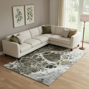 HomeRoots 9' X 12' Contemporary Chocolate & Ivory Abstract Area Rug - Durable, Washable & UV Protected Design 656027