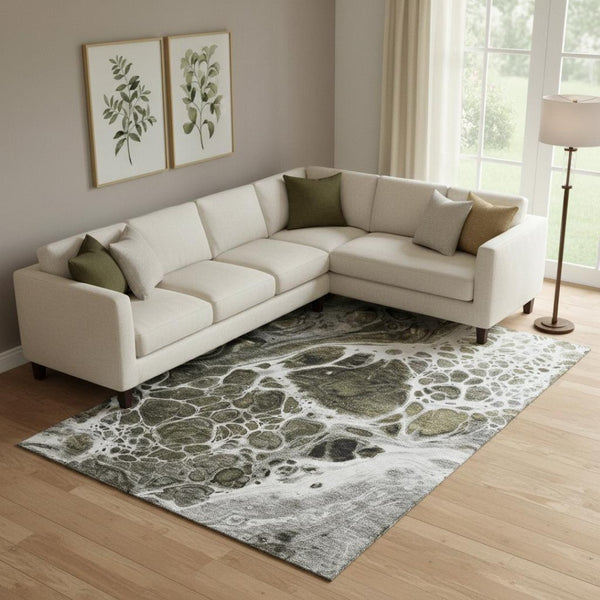 HomeRoots 9' X 12' Contemporary Chocolate & Ivory Abstract Area Rug - Durable, Washable & UV Protected Design 656027