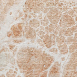 HomeRoots 5' X 8' Coral and Ivory Abstract Area Rug - Durable, UV-Protected, Stain-Resistant for Modern Homes 656030
