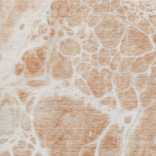 HomeRoots 5' X 8' Coral and Ivory Abstract Area Rug - Durable, UV-Protected, Stain-Resistant for Modern Homes 656030