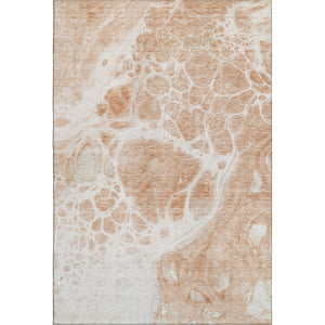 HomeRoots 8' X 10' Coral & Ivory Abstract Area Rug - Stylish, Washable, UV Protected for Modern Living Spaces 656032