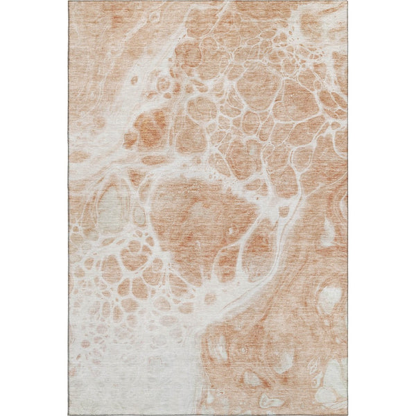 HomeRoots 8' X 10' Coral & Ivory Abstract Area Rug - Stylish, Washable, UV Protected for Modern Living Spaces 656032