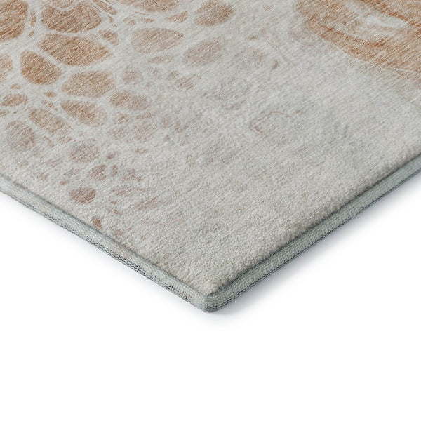HomeRoots 8' X 10' Coral & Ivory Abstract Area Rug - Stylish, Washable, UV Protected for Modern Living Spaces 656032