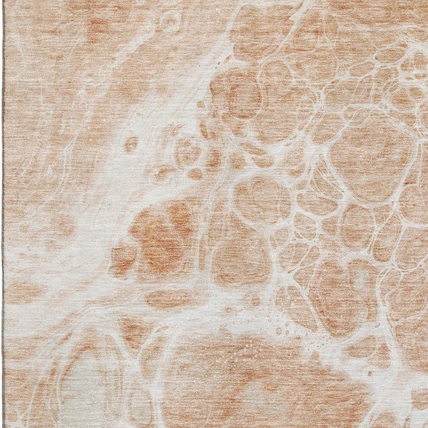 HomeRoots 8' X 10' Coral & Ivory Abstract Area Rug - Stylish, Washable, UV Protected for Modern Living Spaces 656032
