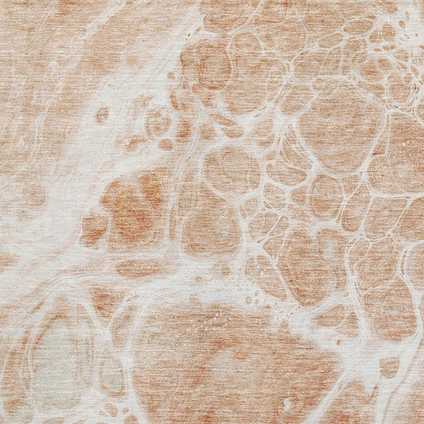 HomeRoots 9' X 12' Coral & Ivory Abstract Washable Area Rug - UV Protected, Stain-Resistant for Homes 656033