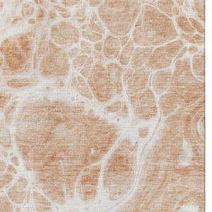HomeRoots 10' Coral and Ivory Abstract Area Rug - Washable, UV-Protected, Modern Design for Busy Homes 656034