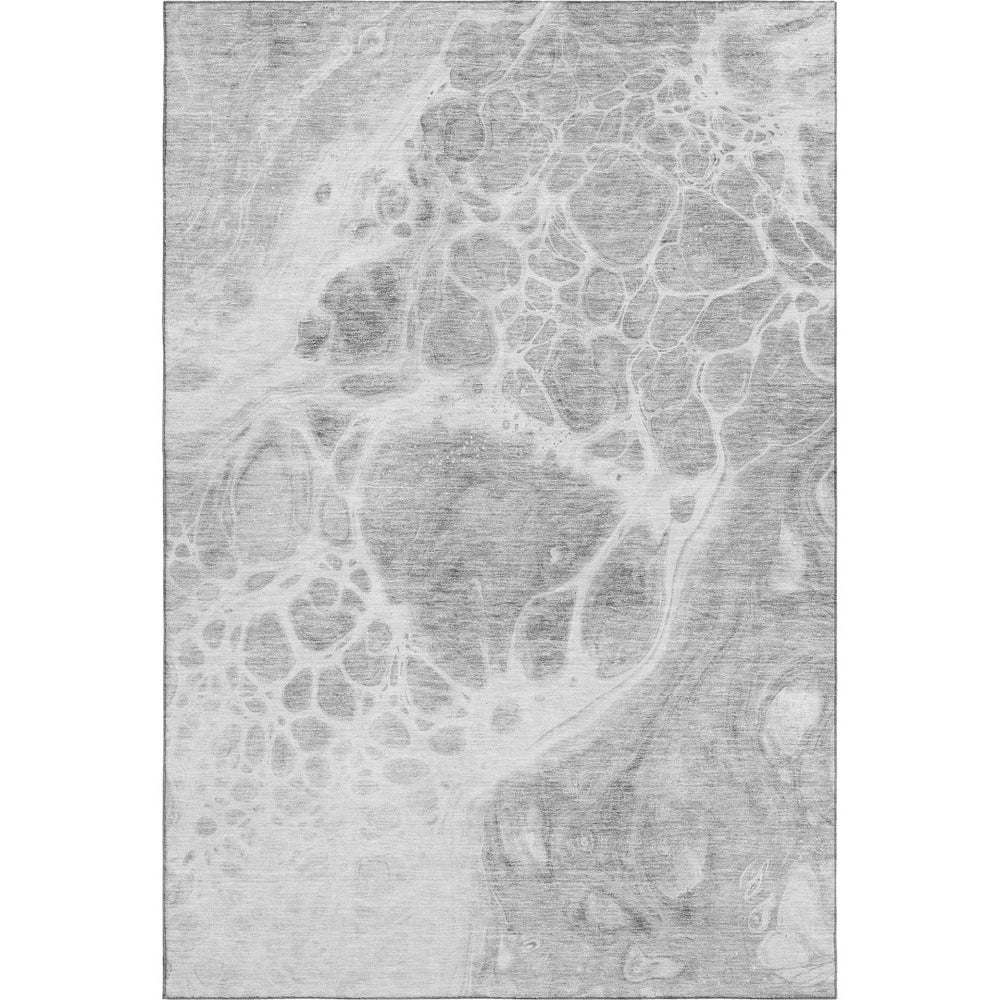 HomeRoots 9' X 12' Stylish Gray and Ivory Abstract Area Rug - Washable, UV Resistant, Perfect for Homes with Kids 656039