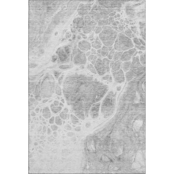 HomeRoots 9' X 12' Stylish Gray and Ivory Abstract Area Rug - Washable, UV Resistant, Perfect for Homes with Kids 656039