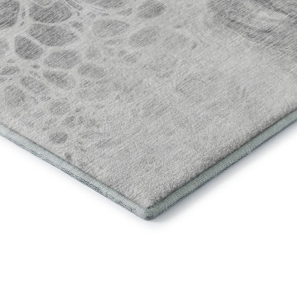 HomeRoots 9' X 12' Stylish Gray and Ivory Abstract Area Rug - Washable, UV Resistant, Perfect for Homes with Kids 656039