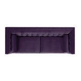 English Elm Jack 84" Modern Tuxedo Tufted Sofa, Purple Velvet