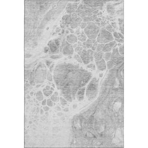 HomeRoots 10' Gray and Ivory Abstract Washable Area Rug with UV Protection for Stylish, Durable Spaces 656040