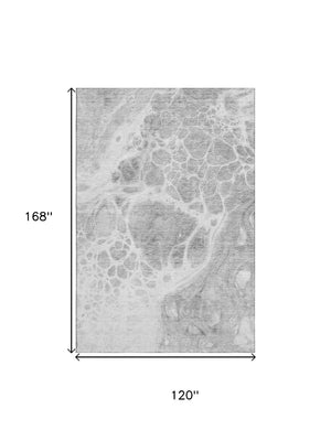 HomeRoots 10' Gray and Ivory Abstract Washable Area Rug with UV Protection for Stylish, Durable Spaces 656040