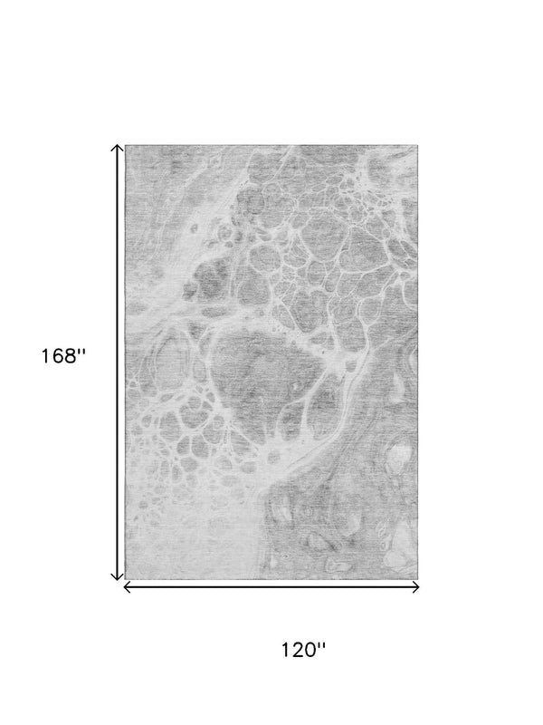 HomeRoots 10' Gray and Ivory Abstract Washable Area Rug with UV Protection for Stylish, Durable Spaces 656040