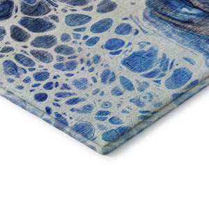 HomeRoots 10' X 14' Navy Blue Abstract Area Rug - Stylish, Washable & UV Protected for High-Traffic Spaces 656052