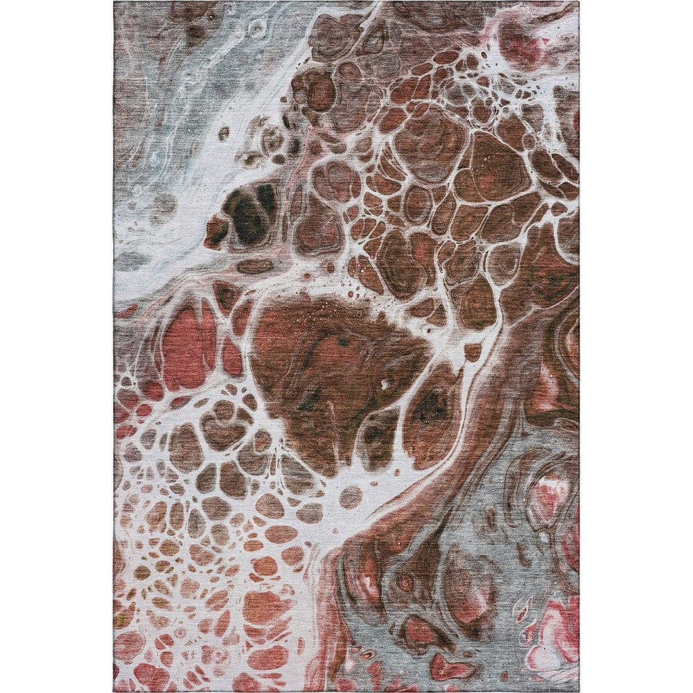 HomeRoots 8' X 10' Modern Abstract Washable Area Rug in Rust, Ivory & Gray - Durable, UV Protected & Stylish 656056