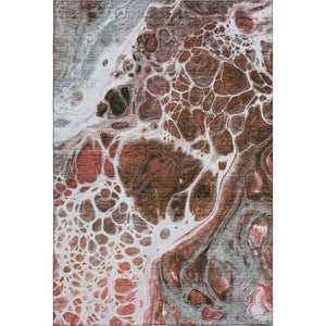 HomeRoots 9' X 12' Stylish Rust, Ivory & Gray Abstract Area Rug – Washable, UV Protected, Pet-Friendly Design 656057