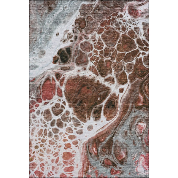 HomeRoots 9' X 12' Stylish Rust, Ivory & Gray Abstract Area Rug – Washable, UV Protected, Pet-Friendly Design 656057