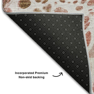 HomeRoots 9' X 12' Stylish Rust, Ivory & Gray Abstract Area Rug – Washable, UV Protected, Pet-Friendly Design 656057