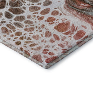 HomeRoots 9' X 12' Stylish Rust, Ivory & Gray Abstract Area Rug – Washable, UV Protected, Pet-Friendly Design 656057