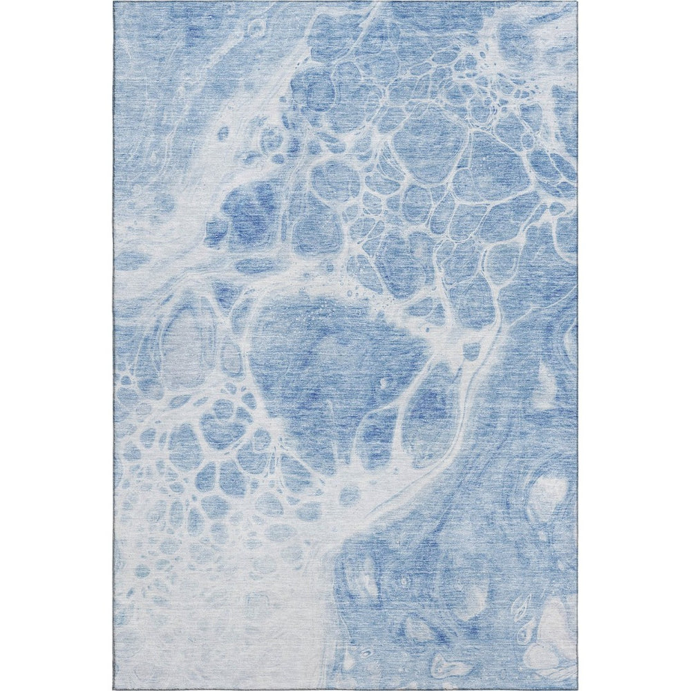 HomeRoots 5' X 8' Sky Blue And Ivory Abstract Area Rug – Washable, UV Protected, and Perfect for Any Room 656060