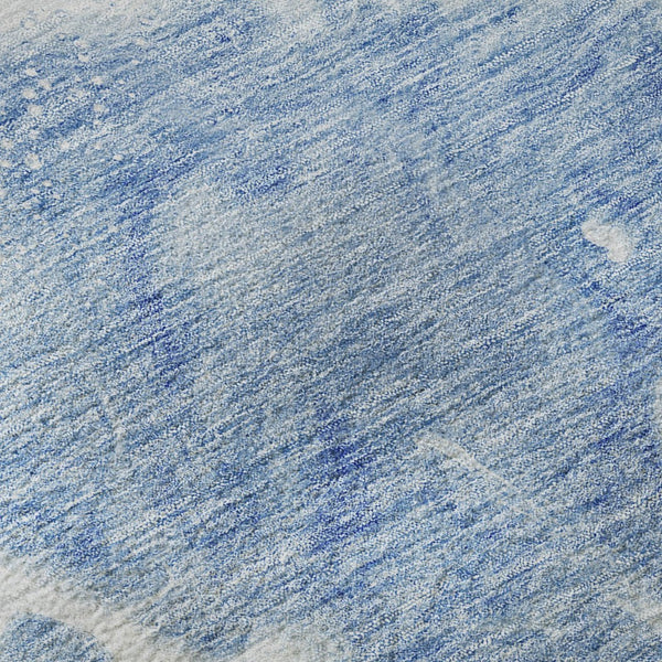 HomeRoots 8' Sky Blue & Ivory Abstract Round Rug - Washable, Stain-Resistant, UV Protected for Modern Homes 656061