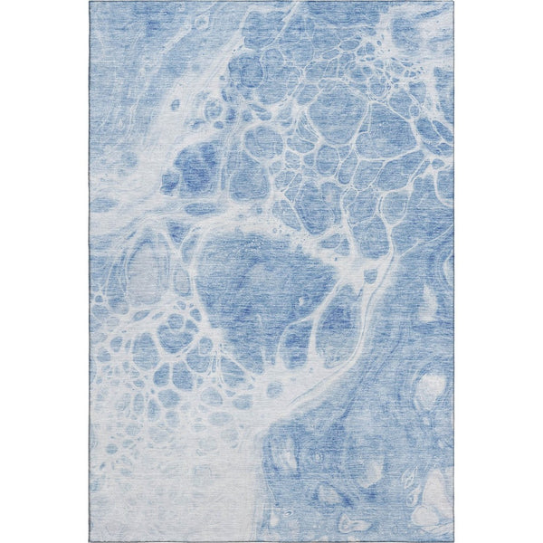 HomeRoots 9' X 12' Sky Blue and Ivory Abstract Washable Area Rug – Stylish, Durable, UV-Protected Design for Homes 656063