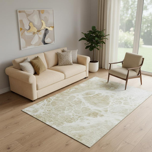 HomeRoots 5' X 8' Taupe and Ivory Abstract Washable Area Rug - Durable, Stain-Resistant with UV Protection! 656072
