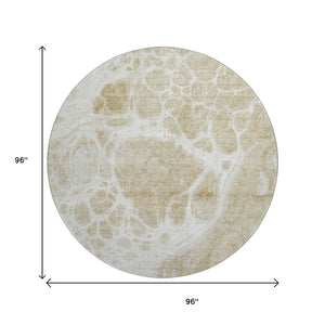 HomeRoots 8' Taupe and Ivory Abstract Round Rug - Washable, UV Protected, Stylish & Durable for Busy Homes 656073
