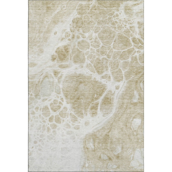 HomeRoots 10' X 14' Taupe And Ivory Abstract Area Rug – Stain-Resistant, UV Protected & Family-Friendly Design 656076
