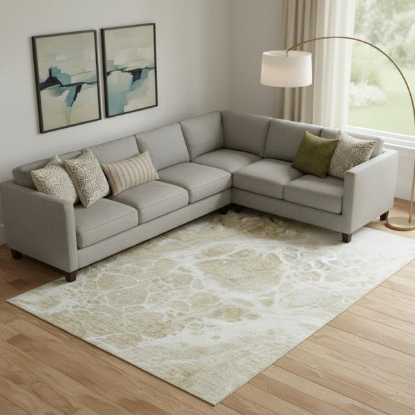 HomeRoots 10' X 14' Taupe And Ivory Abstract Area Rug – Stain-Resistant, UV Protected & Family-Friendly Design 656076